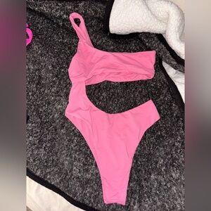 Pink One-Shoulder Swimsuit